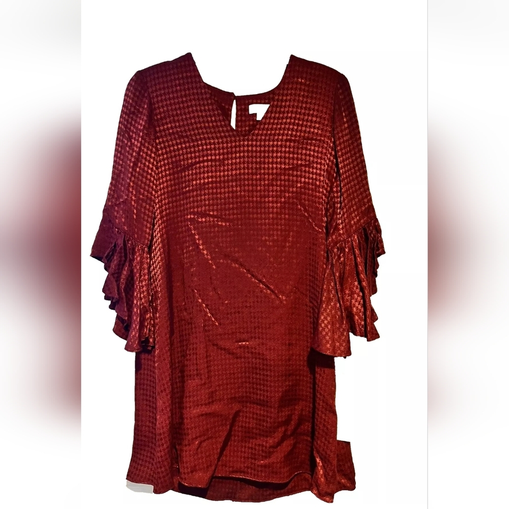 Calvin klein Woman's bergundy flutter sleeves v-neck dress Size 12